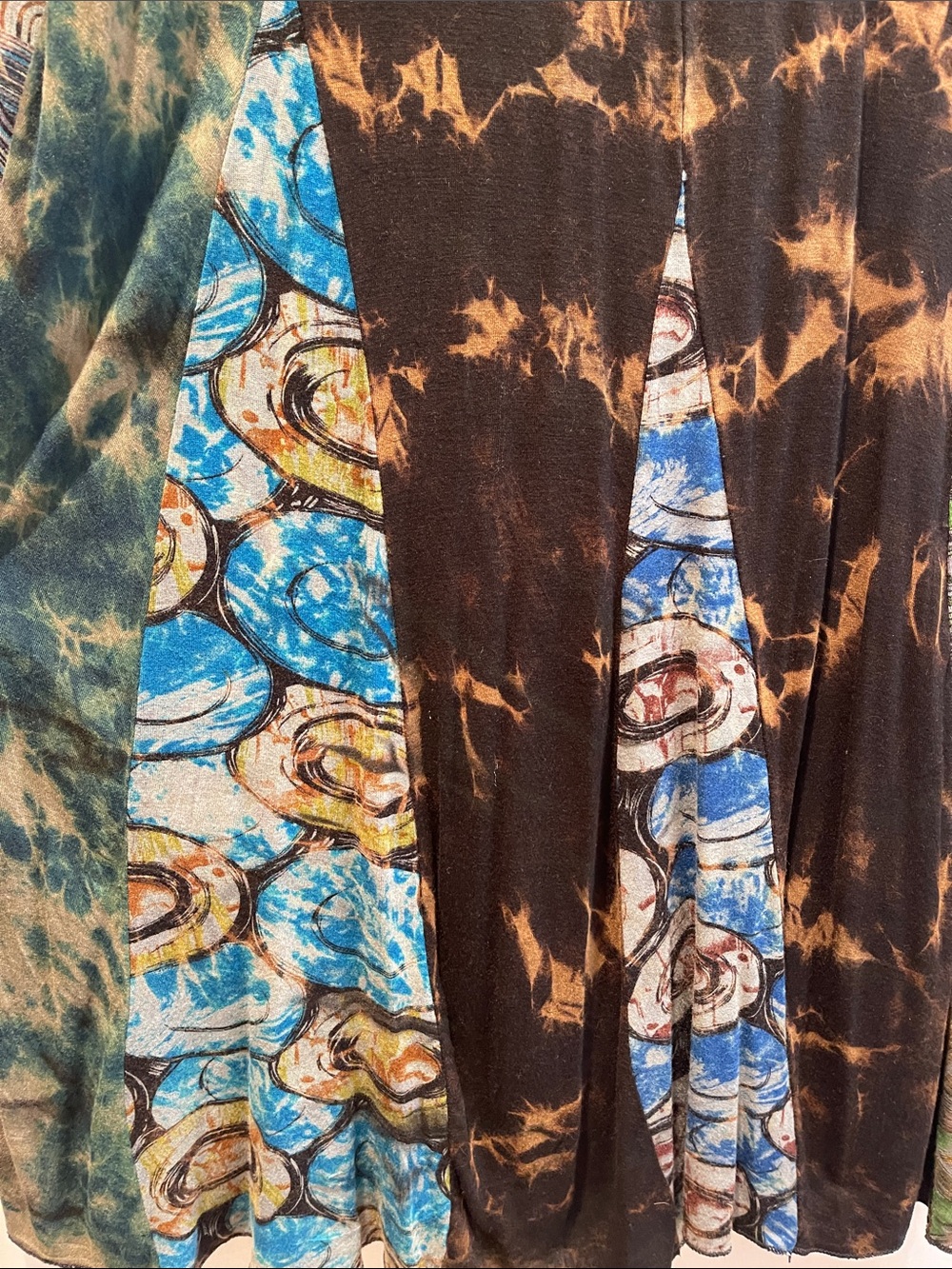Jayli Black Tunic with Brown Tie-Dye and Blue Pattern Panels - Picture 4 of 5